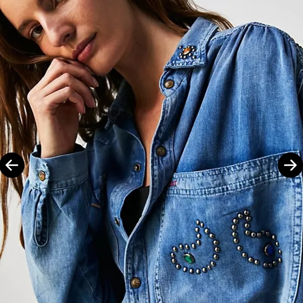 Free People X Nail and Rhinestone Shirt Roy Rogers Dr. Collectors Indeed Washed